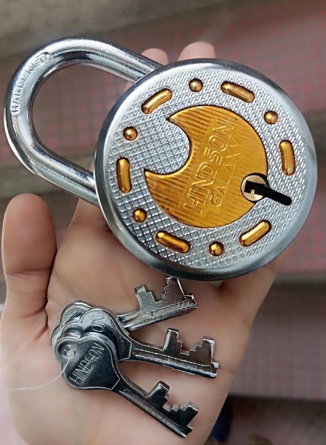Hindson Galaxy 65mm Brass Round Lock - Steel Double Locking, 8 Lever with 3 Keys for Main Door, Gate, Shop, shutters and Warehouse (Original Picture) - Image 2
